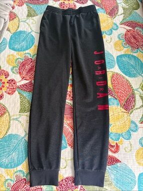 Jordan Kids' Black Sweatpants with  Red Logo